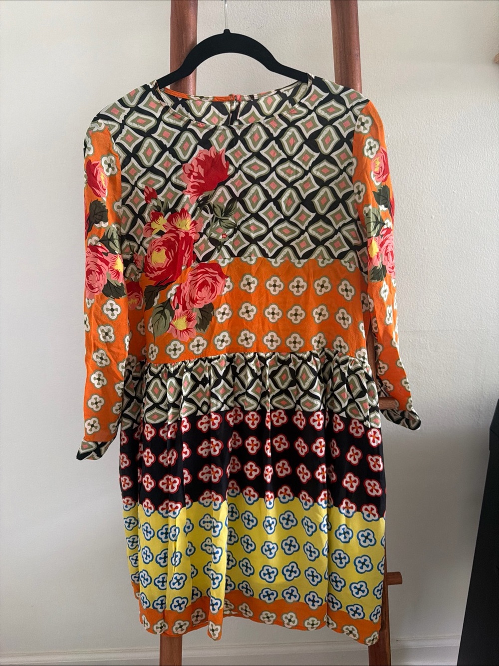 NWOT Anthro floral patchwork silk dress